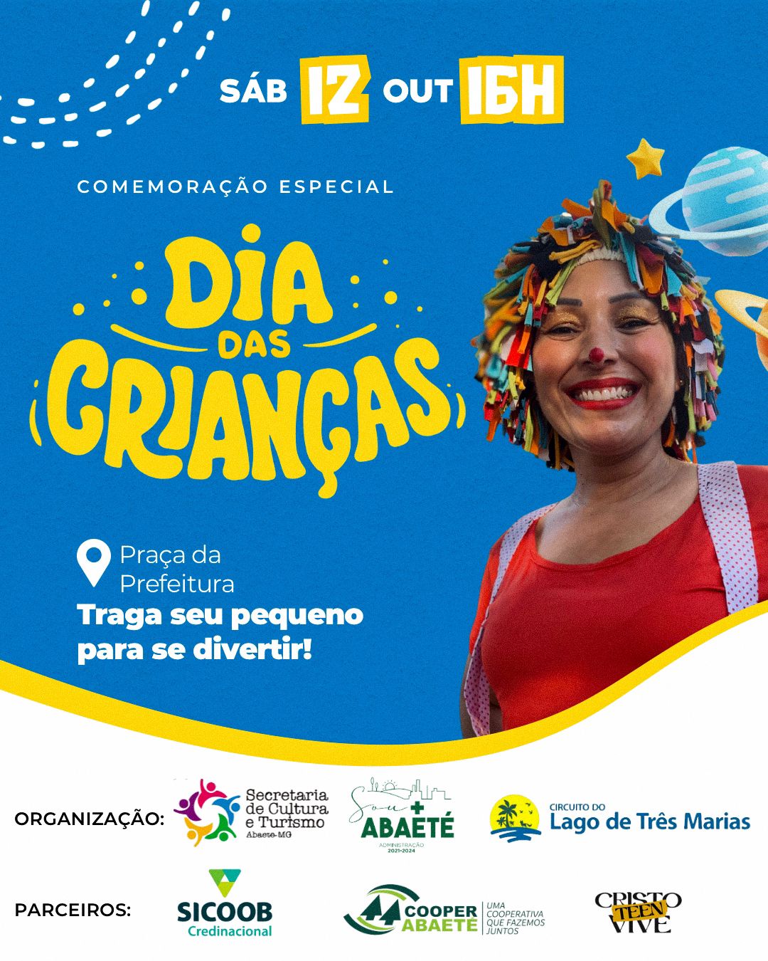 Evento marca comemoração do Dia das Crianças na praça da prefeitura em Abaeté