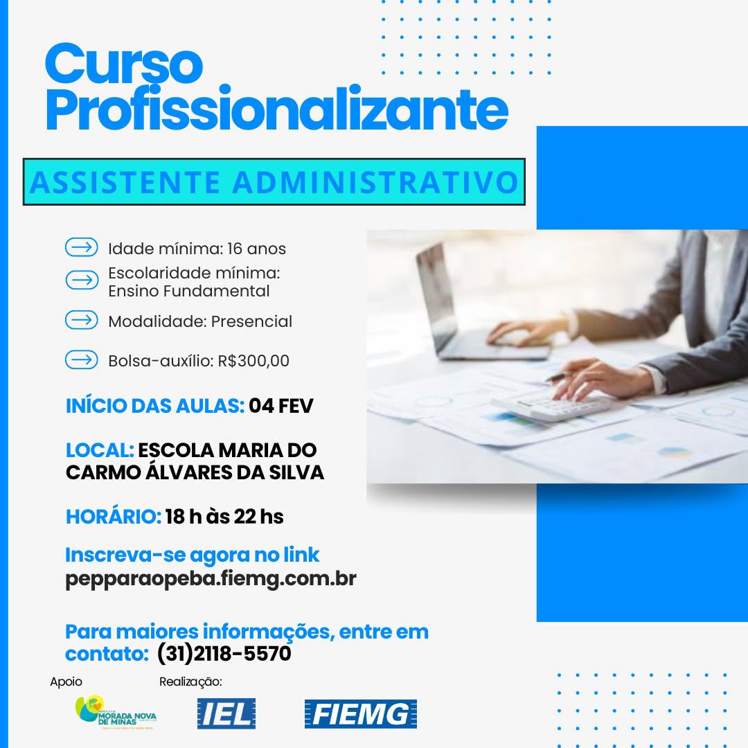 Programa Educacional oferece curso gratuito de Auxiliar Administrativo em Morada Nova de Minas