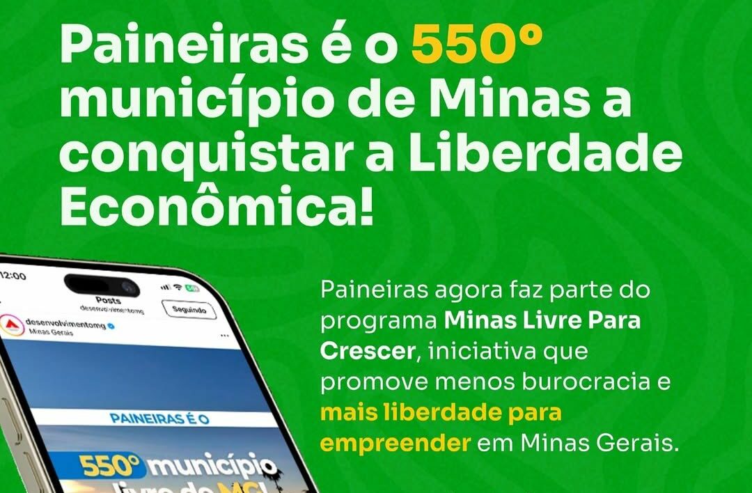 Paineiras adere ao programa Minas Livre Para Crescer e conquista Liberdade Econômica